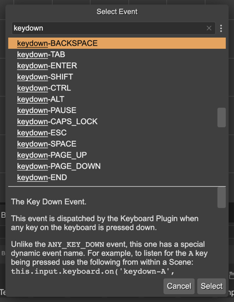 Keyboard events.