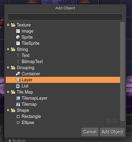 Add Object dialog.