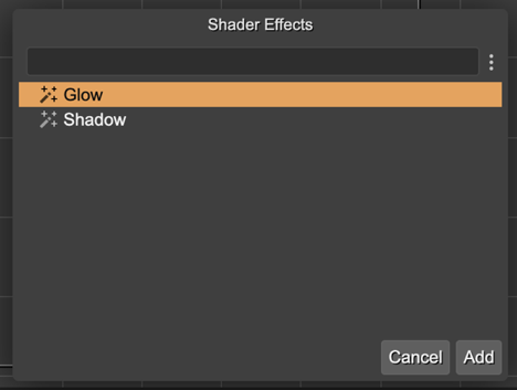 Add shader FX dialog.