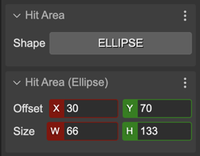 Ellipse hit area