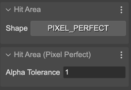 Pixel perfect hit area.