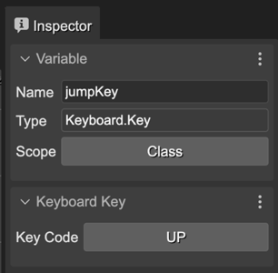 The Keyboard Key properties.