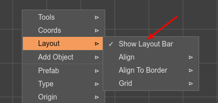 Show/hide layout toolbar.