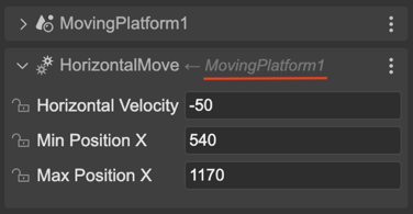 Components of a prefab instance.