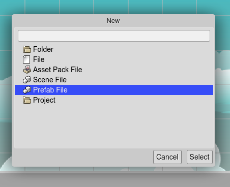 New File dialog.